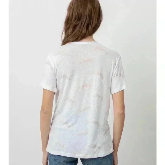 NWT Rails Cara Linen Jersey V Neck Tee Shirt Golden Cheetah White M - Picture 3 of 8